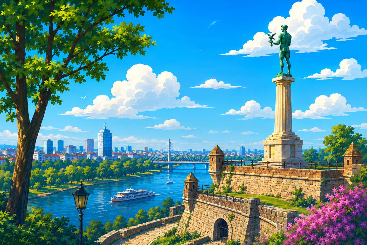 Belgrade Fortress and Kalemegdan overlooking the city and rivers