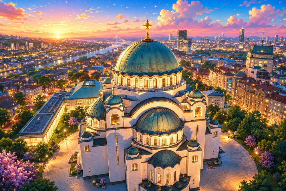 Interior mosaics and sacred art inside Saint Sava Temple in Belgrade