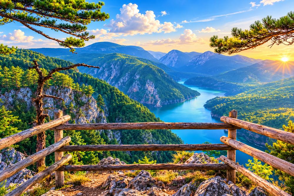 Tara National Park forests and Drina Canyon in western Serbia